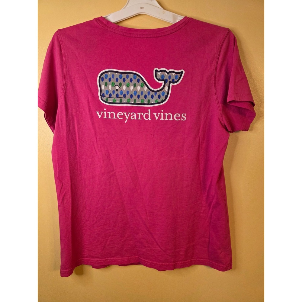 Vineyard Vines Womens Pink Short Sleeve Whale Logo Graphic Pocket T-Shirt Large